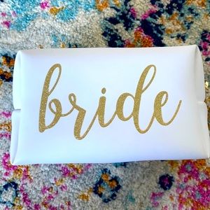 NEW Bride White Makeup Zip Top Bag Pouch